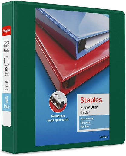 Staples Heavy-Duty 2-Inch D-Ring View Binder, Reinforced Spine, Holds Up to 450 Sheets, Gray, for Office & School