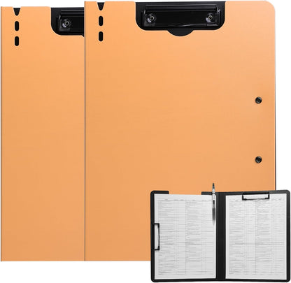 FRETONBA Clipboard Folder, A4 Foldable Clipboard with Horizontal and Vertical Double Metal Clips, 360 Degree Foldable Binder Clipboards with Pen Holder, File Cover Work Folder Clipboards, Green