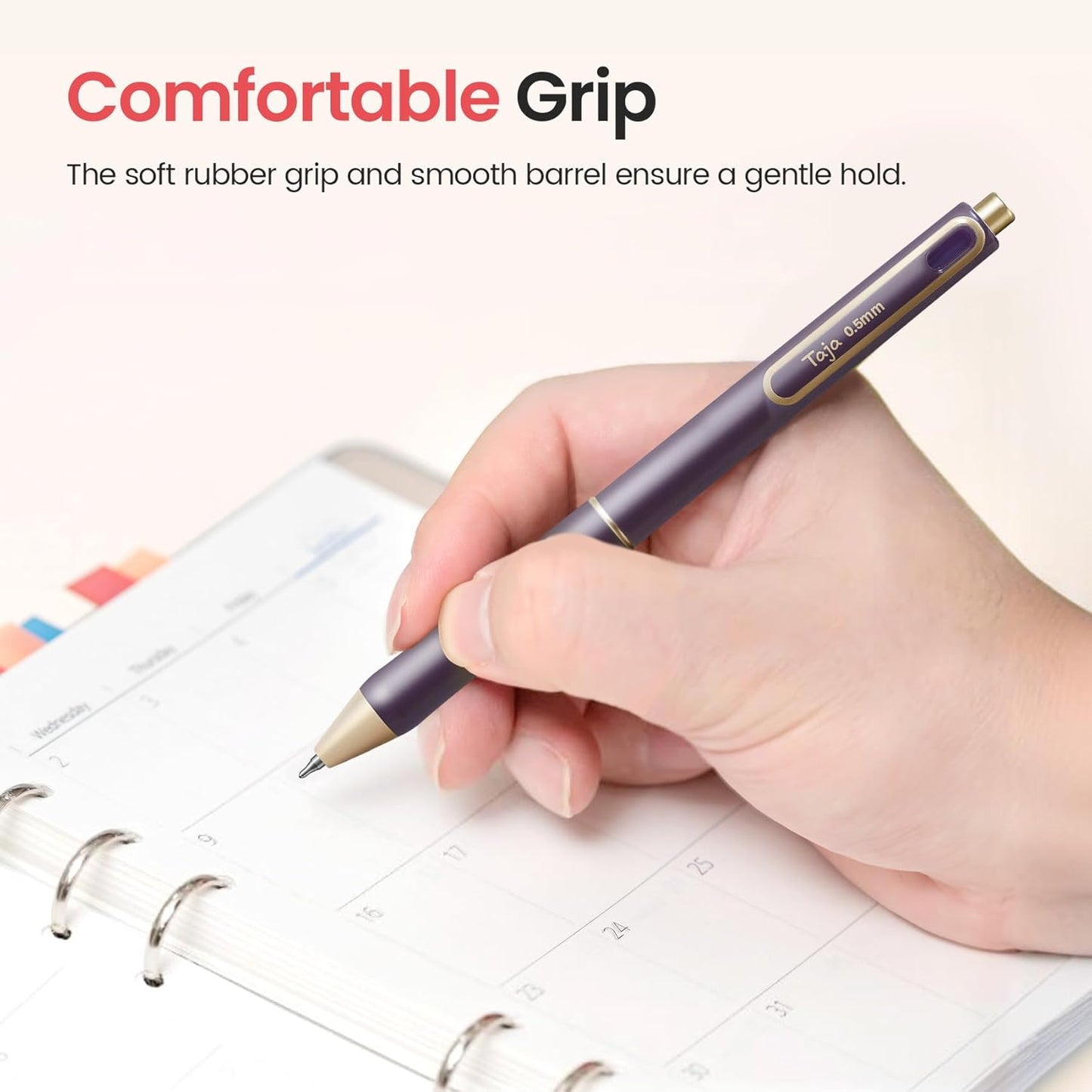 Taja Gel Pens, 6 Pcs Quick Dry Black Gel Ink Pens, 0.5mm Fine Point Smooth Writing Pens for Journaling and Note Taking, Cute Aesthetic Pens for Women & Men-Pastel