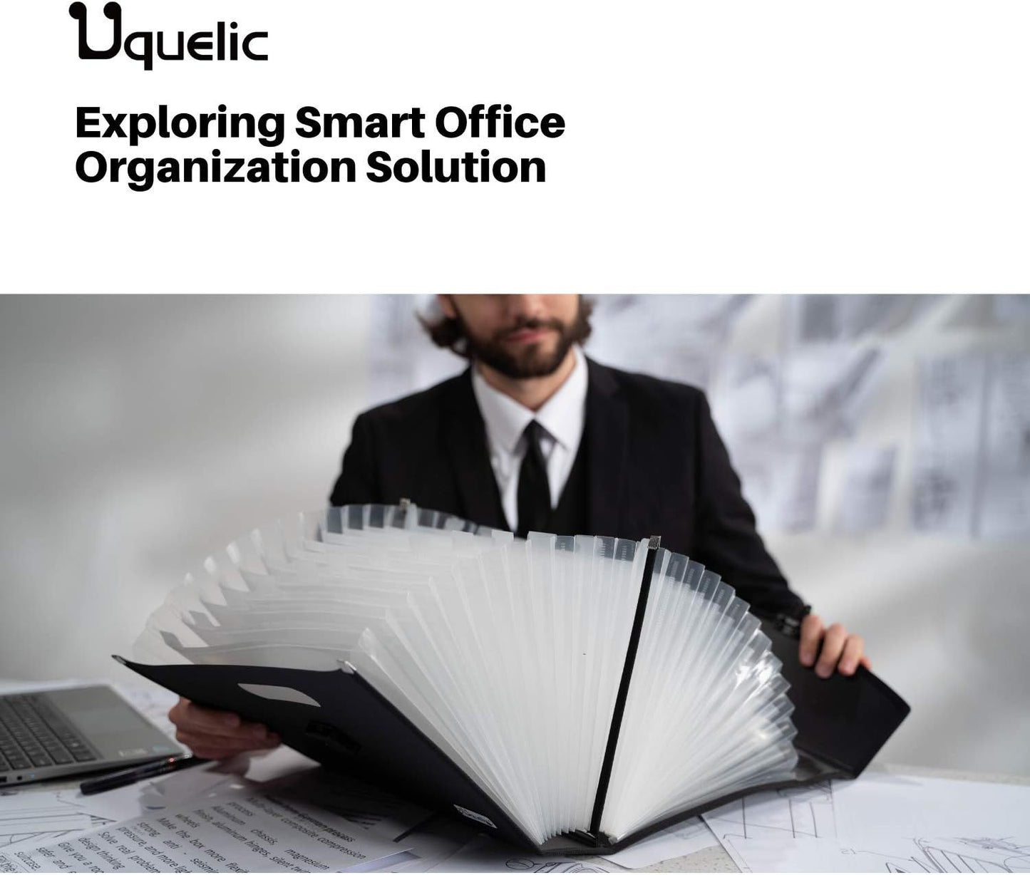 Uquelic 26 Pockets Expanding File Folder Organizer - Upgraded Durable Buckle, Accordion Folder Base with Ergonomic Portable Handle/Large A4 Letter Size Document Organizer, Folders with Pockets