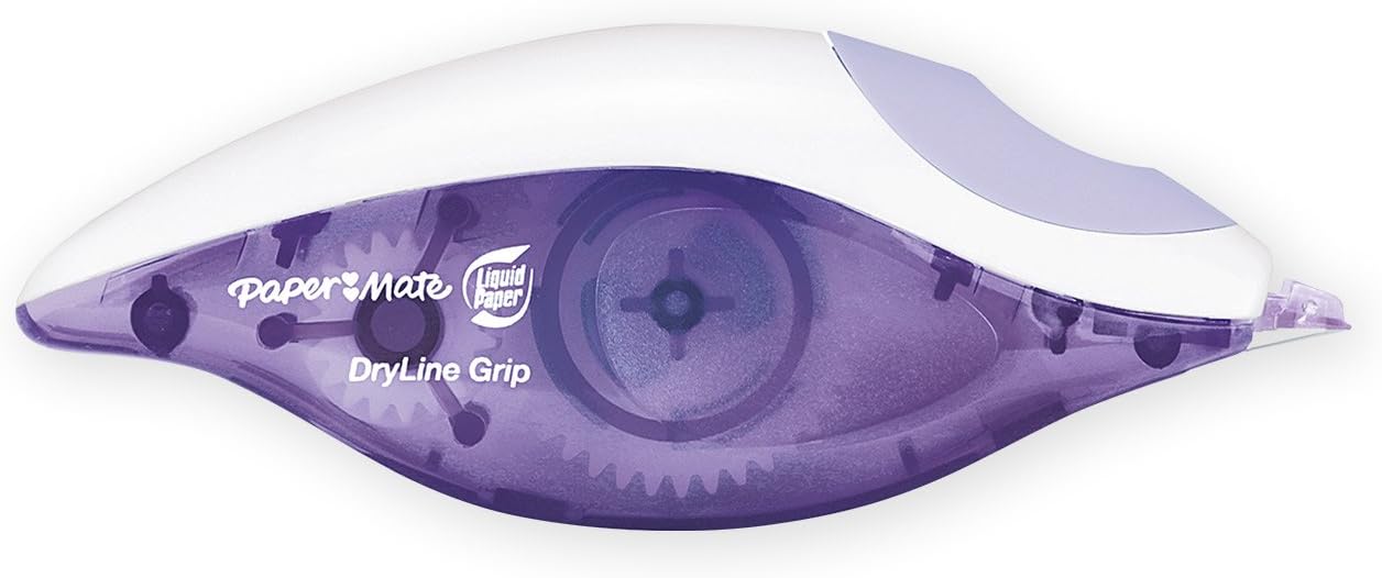 Paper Mate Liquid Paper DryLine Grip Correction Tape | Assorted Colours | Box of 12