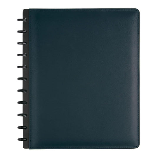 TUL® Discbound Notebook With Leather Cover, Letter Size, Narrow Ruled, 60 Sheets, Navy