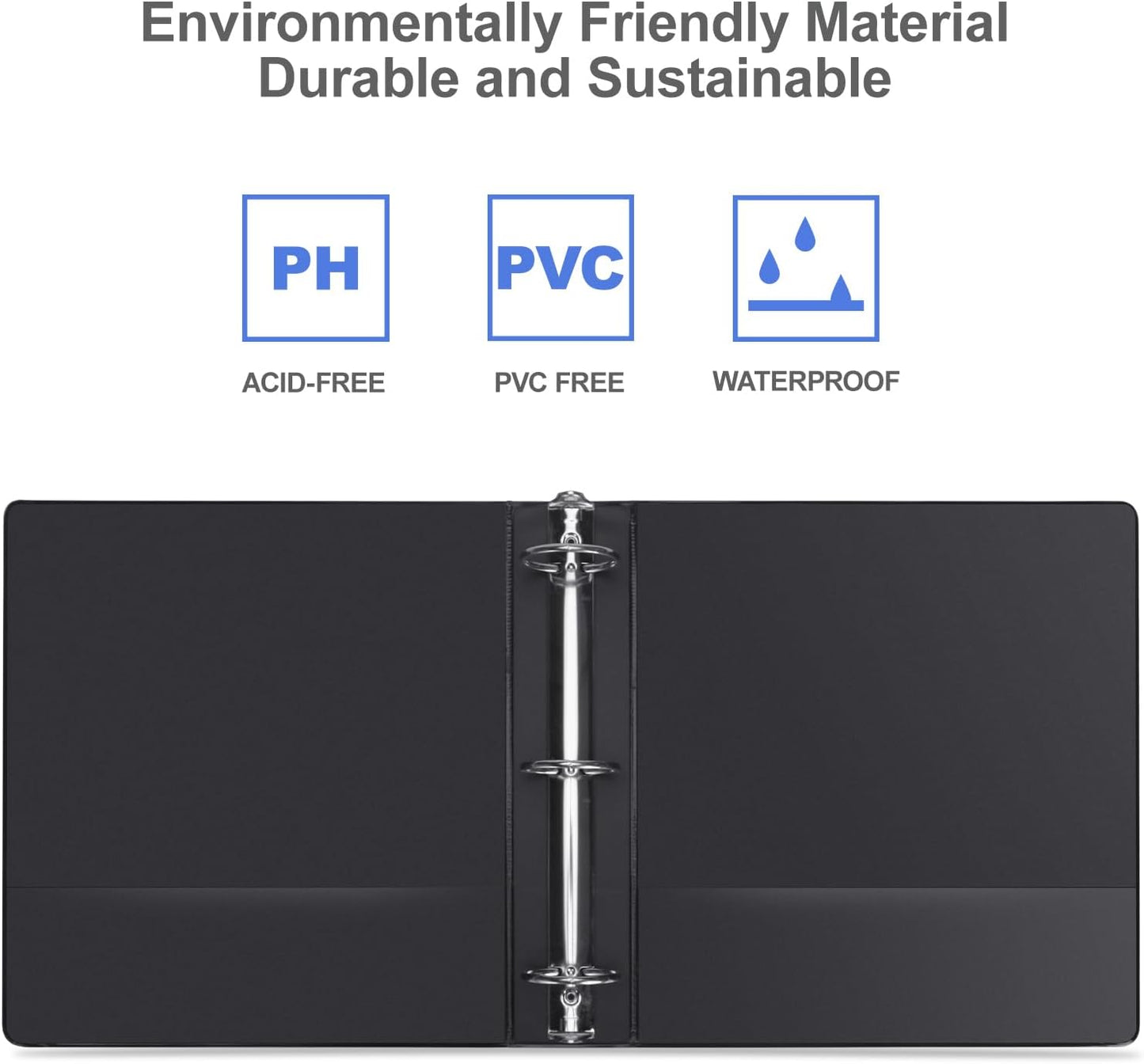 3 Ring Binder 1-1/2 Inch, ViVin Sturdy 1.5"-Round Ring Binder with 2 Interior Pockets, Clear View Cover, PVC-Free, Fits 300 Sheets of 8.5'' x 11'' Paper, Office Home School (6 Pack, White)