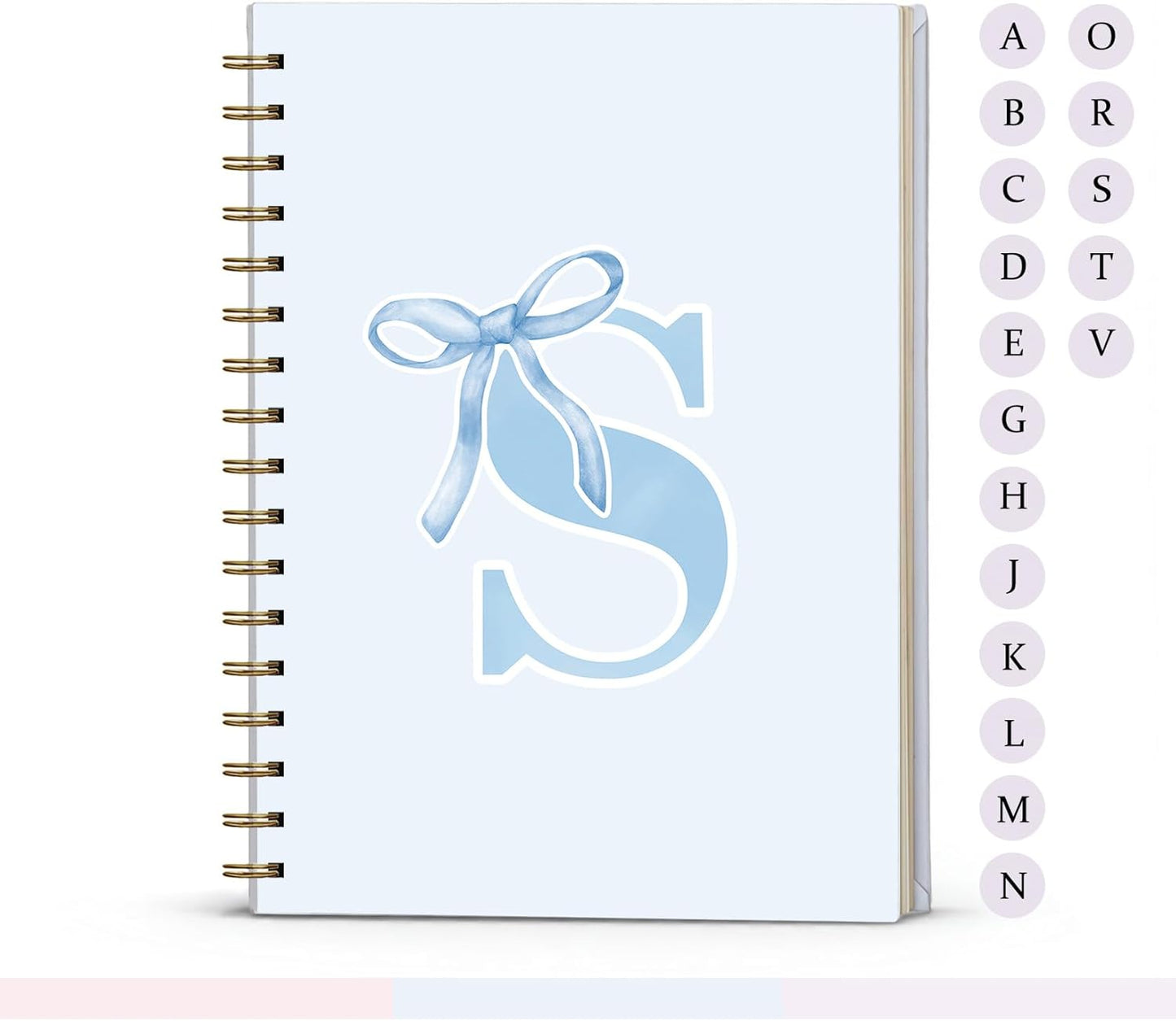 Blue Bow Journal Notebook for Girls,Initial H Journals Personalized Diary Gifts for Teen Girl Kids,Monogrammed Gifts for Women,Trendy Coquette Cute Hardcover Spiral Notebook 5.5 x 8.3 - Colors A
