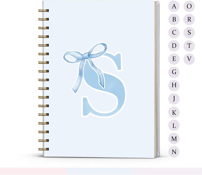 Blue Bow Journal Notebook for Girls,Initial H Journals Personalized Diary Gifts for Teen Girl Kids,Monogrammed Gifts for Women,Trendy Coquette Cute Hardcover Spiral Notebook 5.5 x 8.3 - Colors A