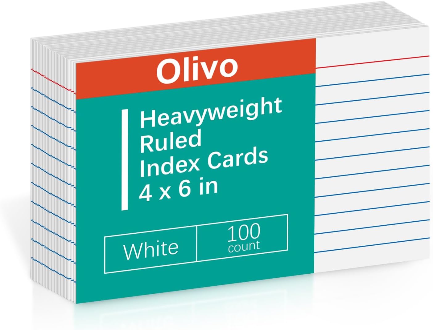 Index Cards 4x6 Lined Ruled Flash Note Cards 4" x 6", White, 100 Count, 220 GSM Heavy Weight