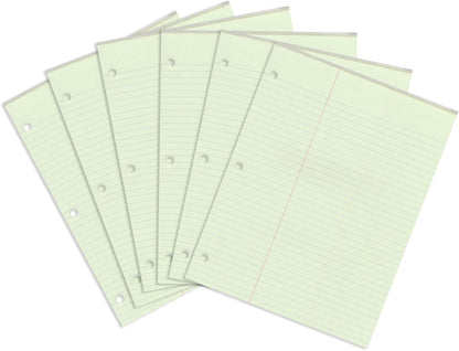 ROARING SPRING Law Ruled Letter Size Legal Gummed Pad, 6 Pack, 8.5" x 11" 50 Sheets, Green Paper