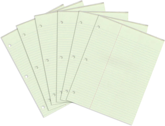 ROARING SPRING Law Ruled Letter Size Legal Gummed Pad, 6 Pack, 8.5" x 11" 50 Sheets, Green Paper