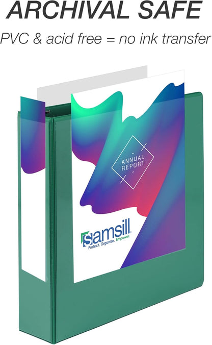 Samsill 1.5 Inch 3 Ring Binders, Economy Round Ring, Clear View Cover, 325 Sheet Capacity - for School, Home, Office - White, 4 Pack