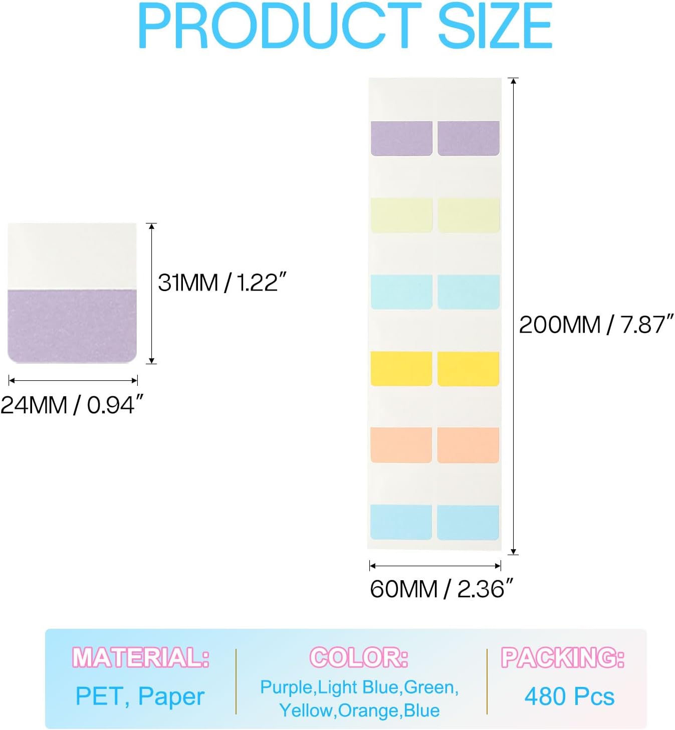 PATIKIL Clear Index Sticky Tabs, 480 Pcs Small Transparent Sticky Notes Bookmarks Planner Stickers Page Tabs for Office Notebooks File Folder Ledger Book, Gradient Pink