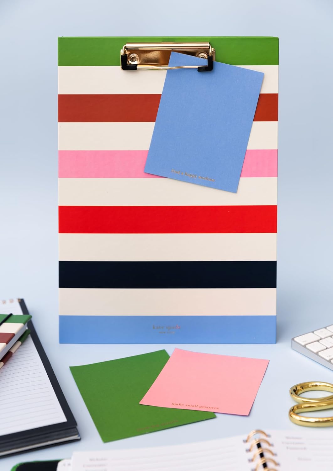 Kate Spade New York Clipboard Folio with Low Profile Clip, Black Professional Padfolio Includes Lined Notepad, Pen Loop, and Pocket, Polka Dots