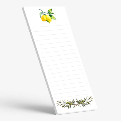 Lemon & Olive Branch To-Do List Notepad – Slim Vertical Memo Pad for Grocery Lists, Daily Notes & Kitchen Planning
