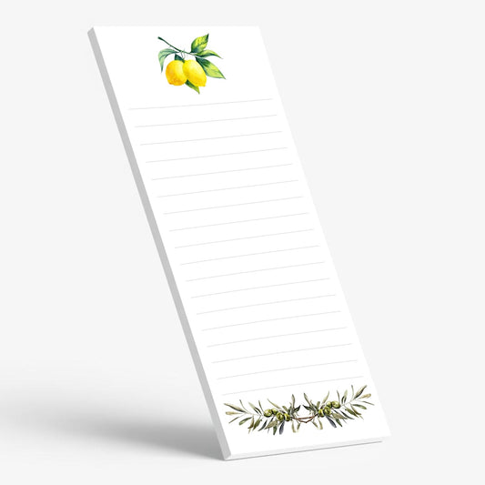 Lemon & Olive Branch To-Do List Notepad – Slim Vertical Memo Pad for Grocery Lists, Daily Notes & Kitchen Planning