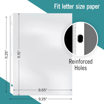 Sheet Protectors, 200 Count Clear Page Protectors for 3 Ring Binder, Top Loading Plastic Sleeves 8.5 x 11 inch