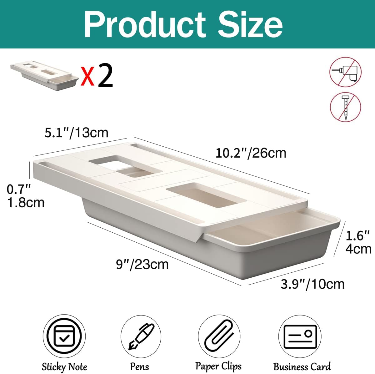 SVNNELP Under Desk Table Drawer Storage Organizer Slide Out, Attachable Hidden Self-Adhesive Under Desk Pencil Tray Drawer for Office/Classroom/Home (Clear Black/M)