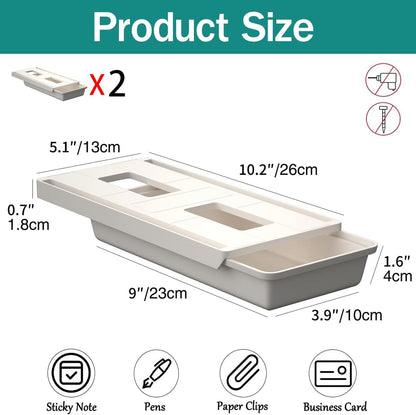 SVNNELP Under Desk Table Drawer Storage Organizer Slide Out, Attachable Hidden Self-Adhesive Under Desk Pencil Tray Drawer for Office/Classroom/Home (Clear Black/M)