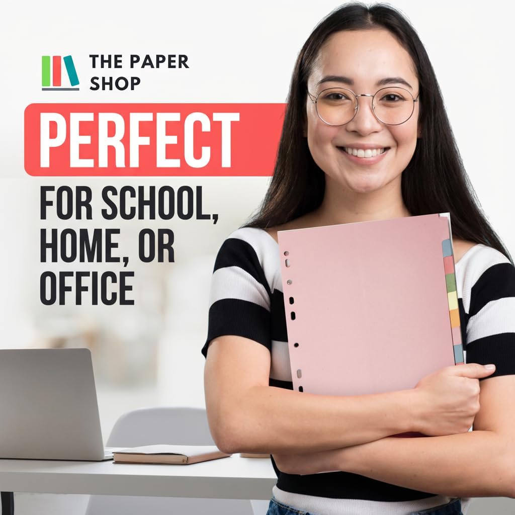 Binder Dividers with Tabs A4 12 Part | DIviders for 3 Ring Binder | Perfect for Organizing Pages in 3 Ring Binder Dividers with tabs, Each Set Includes Tab Dividers - The Paper Shop (1)