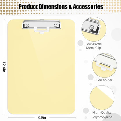 Hongri Plastic Clipboard, White 8.5x11" Clipboard, A4 Letter Size Clipboards for Nurses, Students, Office and Women, Clipboard with Pen Holder and Low Profile Clip, Size 12.5 x 9 Inch(White)