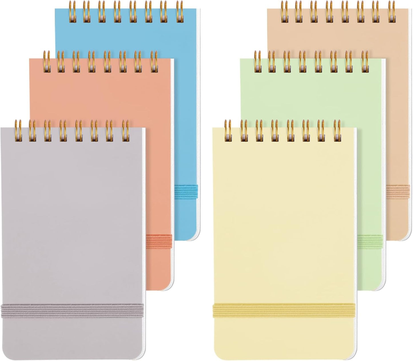 AZUREAL 6 PCS Small Spiral Notebook 3x5, Notebooks for Note Taking, Colorful Scheme Spiral Journal Notebook, Work Notebook Small Notebooks 3x5 with Strap, Cute Notebooks for Women 60Sheets/Note Books