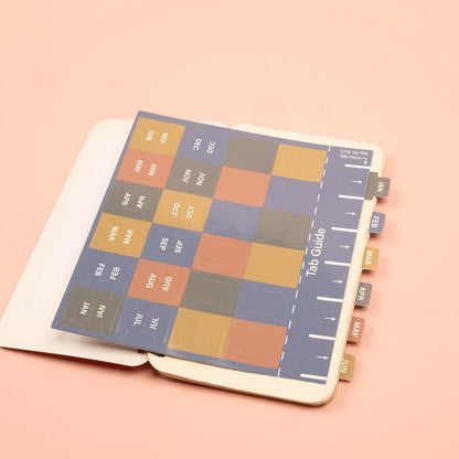 Lumintutu Laminated Planner Monthly Stickers,40 Adhesive Plan Tabs for Notebooks (2 Sets 12 Month Tabs and 16 Blank Tabs), Calendar Monthly Divider Set (Cappuccino)