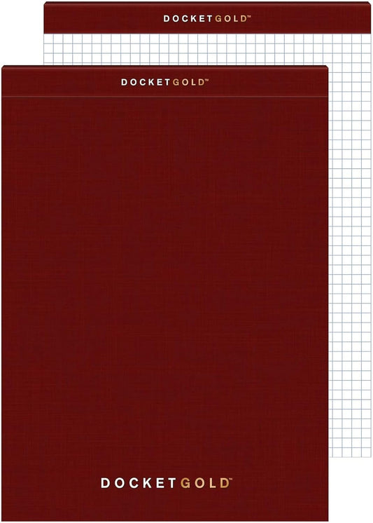 Tops Docket Gold Premium Weight Graph Paper, 8.5" x 11", 4 x 4 Graph Ruled on Front and 1/4" Narrow Ruled on Back, Reinforced Backing, Burgundy Cover, 80 Sheets per Pad (63752) (1 Count)