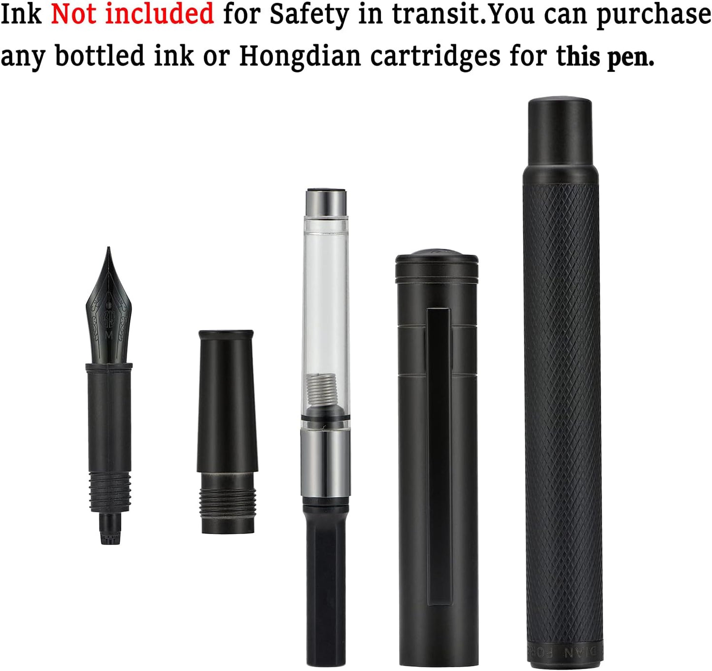 Hongdian Matte Black Forest Rollerball Pen with Schmidt Black Ink Refill, Classic Design with Metal Case for Business Signature
