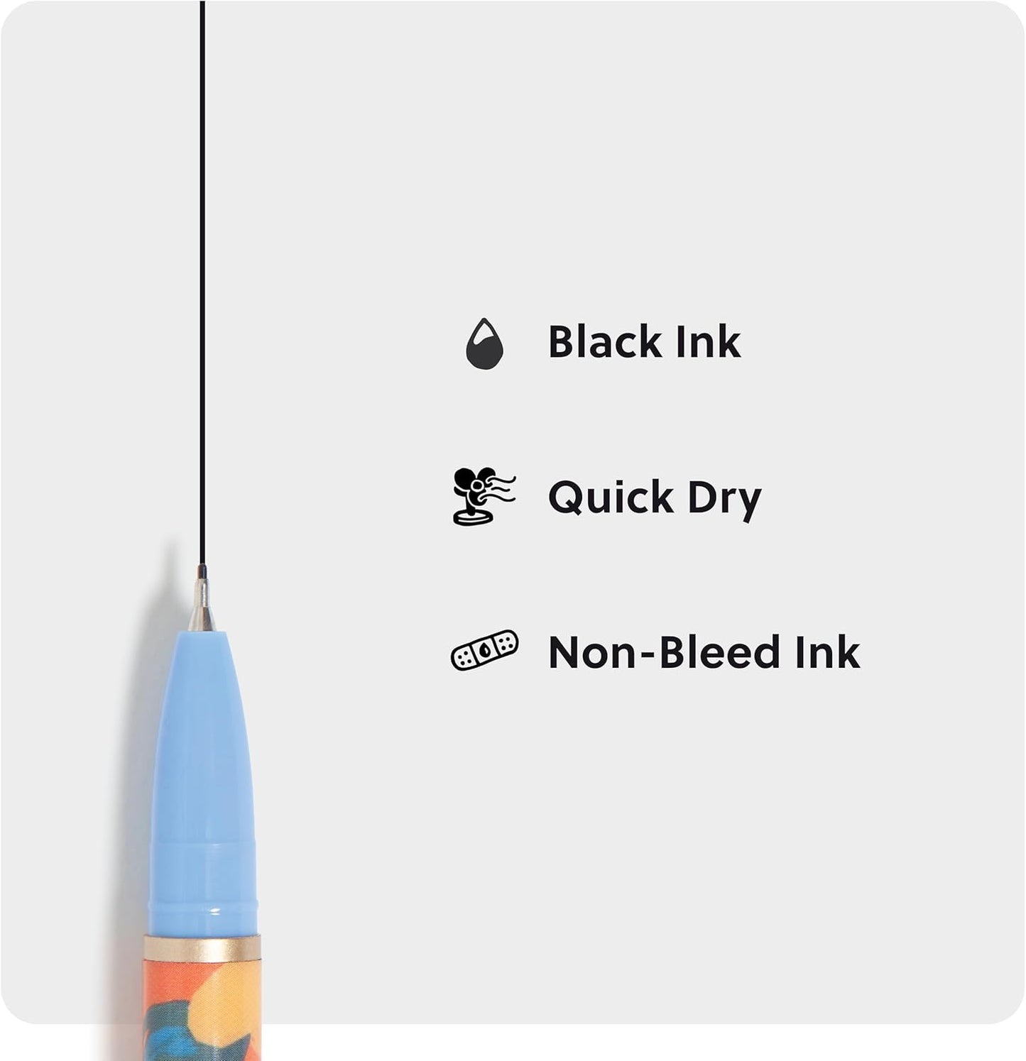 U Brands Catalina Felt Tip Pens, Pen Set of 6 Black Ink Pens, Artist Touch, Medium (0.7 mm) Point