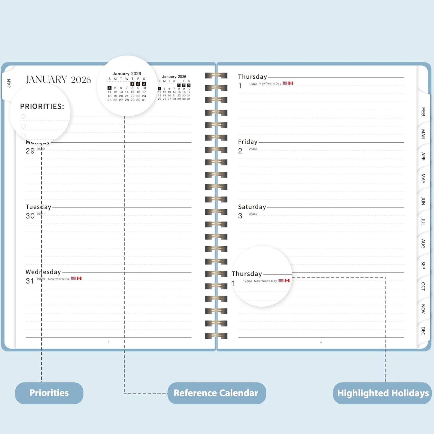 Planner 2026-2027, Weekly and Monthly Academic Year Calendar Planner, July 2026 - June 2027, Daily Agenda Book for Office School Supplies, A5(6.3'' x 8.5'')