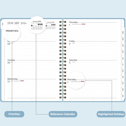 Planner 2026-2027, Weekly and Monthly Academic Year Calendar Planner, July 2026 - June 2027, Daily Agenda Book for Office School Supplies, A5(6.3'' x 8.5'')
