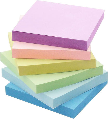 Early Buy Sticky Notes 3x3 Inches, 6 Pastel Color, 100 Sheets/Pad, Repositionable Self-Stick Notes, for Office, School, Home