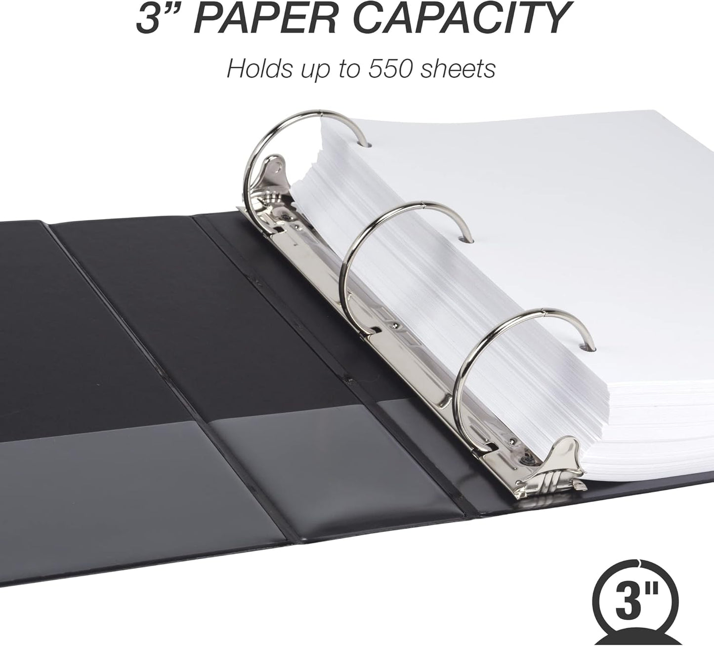 Samsill 1.5 Inch 3 Ring Binders, Economy Round Ring, Clear View Cover, 325 Sheet Capacity - for School, Home, Office - White, 4 Pack