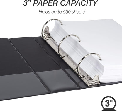 Samsill 1.5 Inch 3 Ring Binders, Economy Round Ring, Clear View Cover, 325 Sheet Capacity - for School, Home, Office - White, 4 Pack
