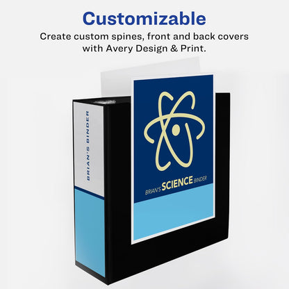 Avery TouchGuard Protection 3 Ring Binder, Customizable Cover, 1.5 Inch Slant Rings, 1 White Binder (17142)
