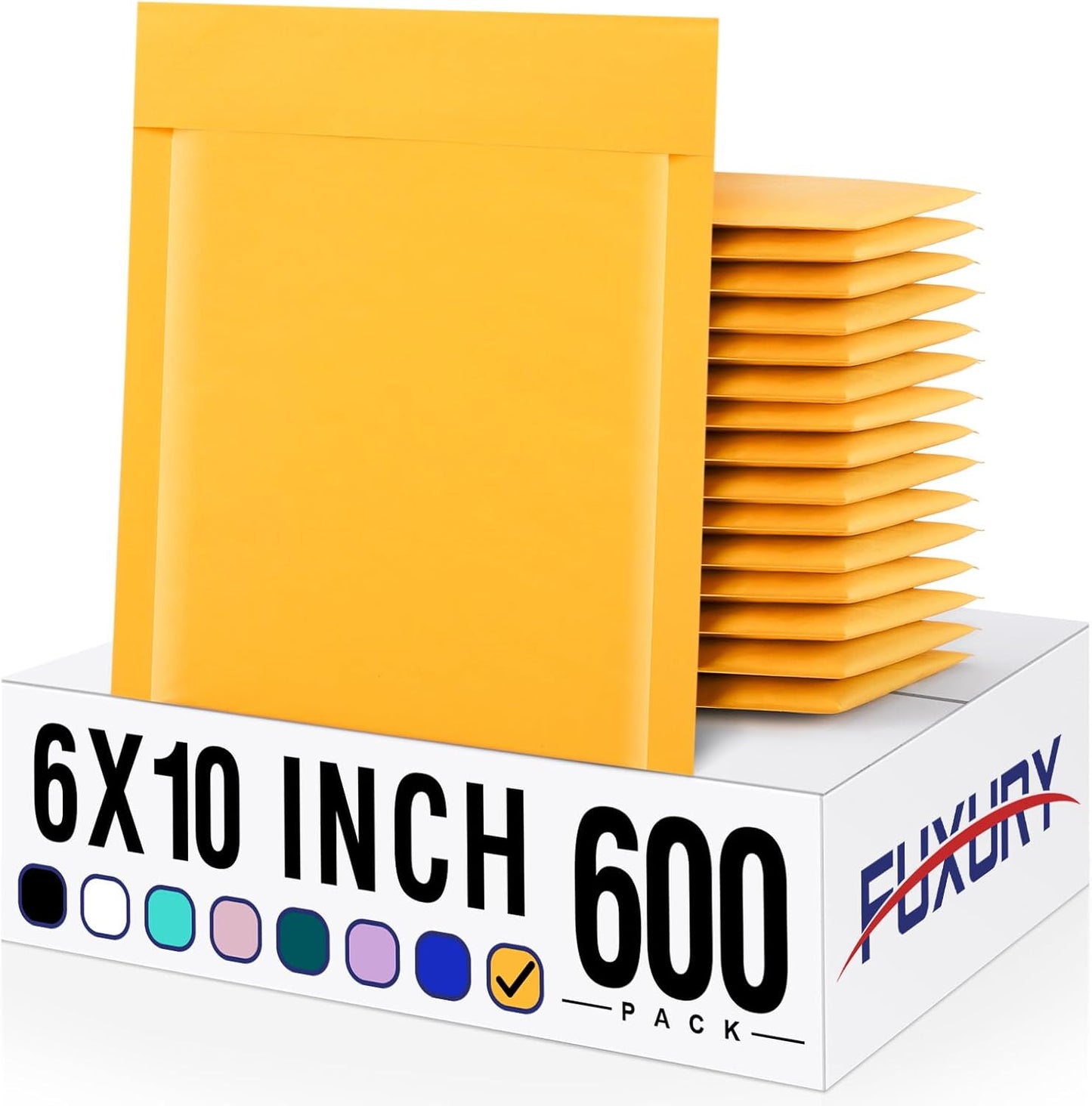 Fuxury Kraft Bubble Mailer 4x8” 50Pack Padded Envelopes Usable Size 4x7" Strong Adhesion Thick Bubble Envelopes Waterproof Cushioned Bubble Mailers Packaging for Small Business #000 Yellow