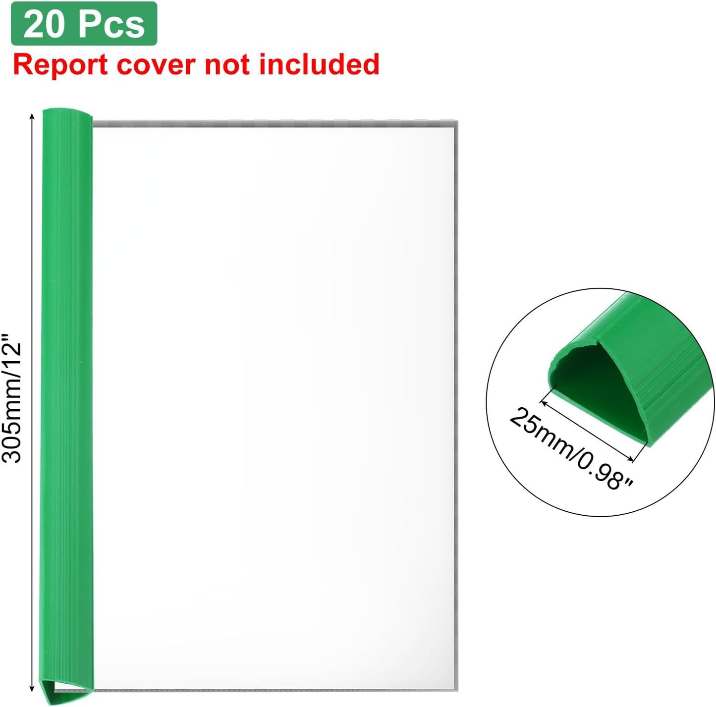 PATIKIL 20Pcs Binding Bars, 25mm Binding Bars Slide Grip 220 Sheets Capacity A4 Size Report Binder Presentation Binder for Report Cover Resume, White