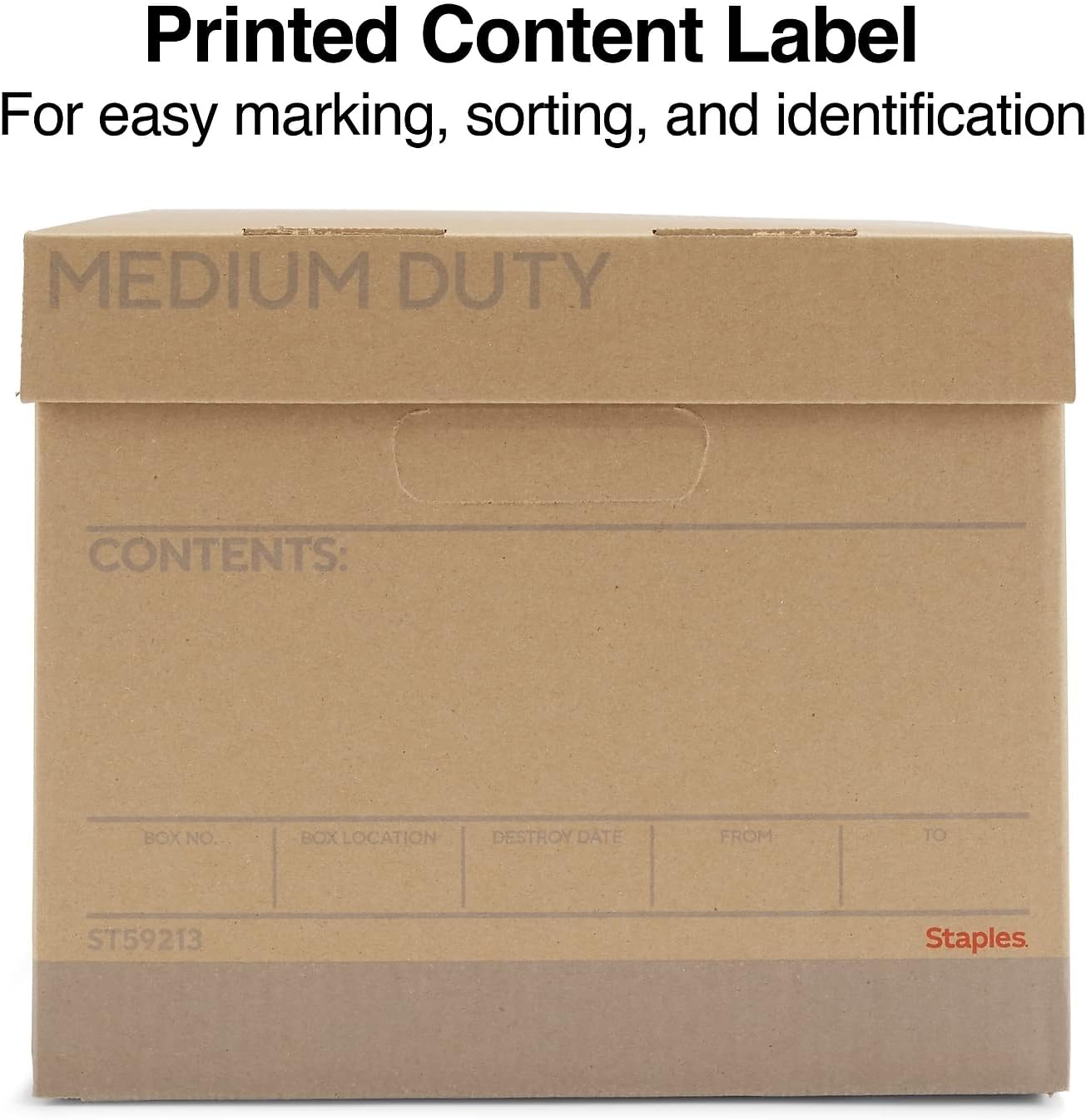 STAPLES Corrugated File Box Lift Off Lid, Letter/Legal Size, White/Black, 10/Pack