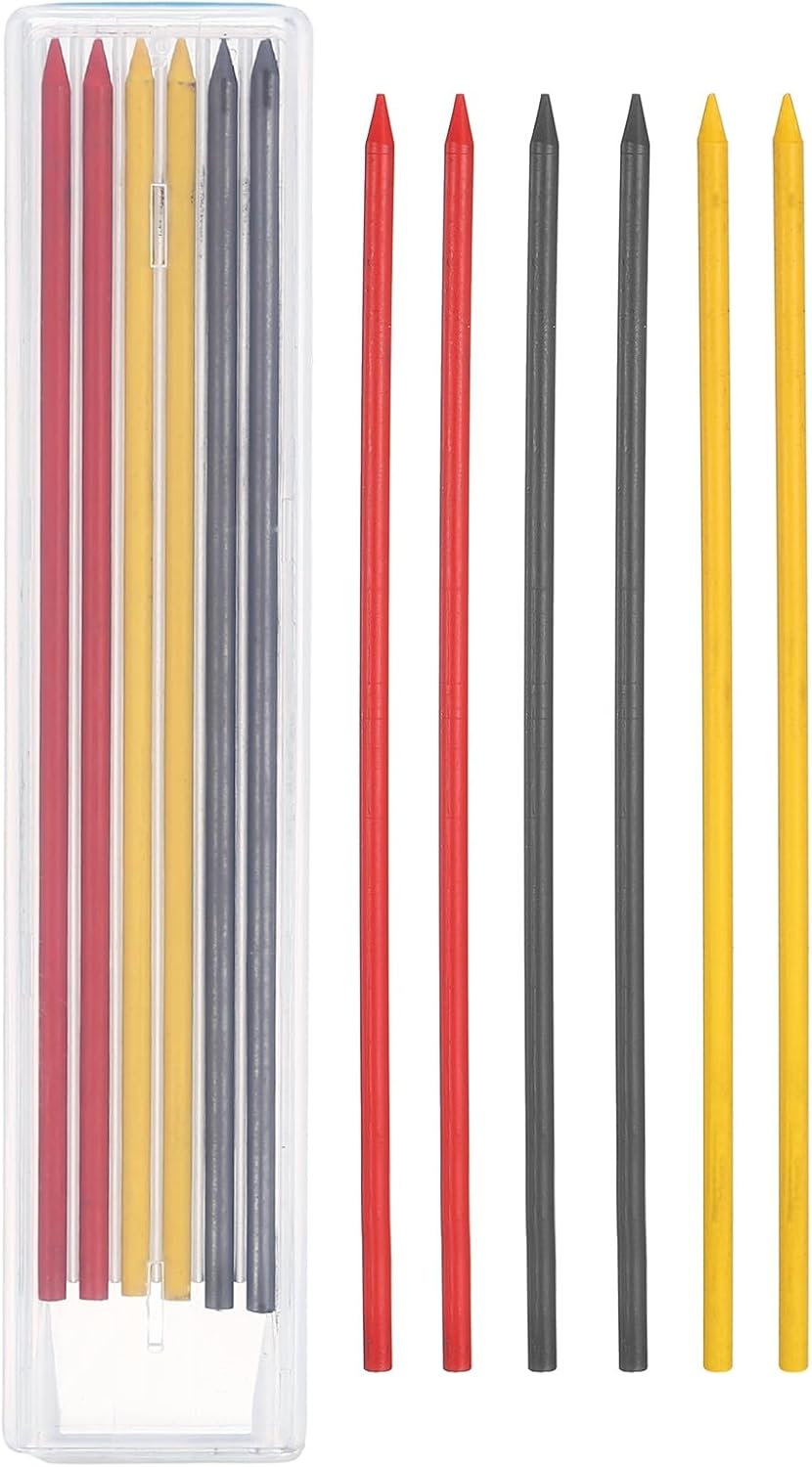 PATIKIL 12Pcs 2.8mm Carpenter Pencil Lead Refills, Solid Dry Pencil Refills Break Resistant Lead Refill for Mechanical Carpenter Construction Pencils Art Drafting, Multicolor