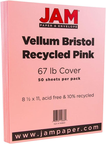 JAM PAPER Vellum Bristol 65lb Cardstock - 8.5 x 11 Coverstock - 147 gsm - Cream - 50 Sheets/Pack