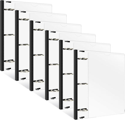 INFUN 1 Inch Telescoping 3 Ring Binder - 6PCS, Flexible Round Binder with Customizable Front Cover and Clear Catalog Pocket, 1Inch Rings, 225 Sheet Capacity-White