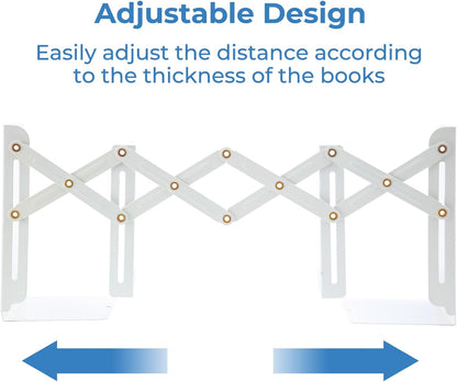 M&G Adjustable Bookends Book Ends for Shelves, Metal Bookend for Heavy Books, Desk Magazine File Organizer Holder Extends up to 20in, Book Stopper for Home, Office, Classroom (Black)