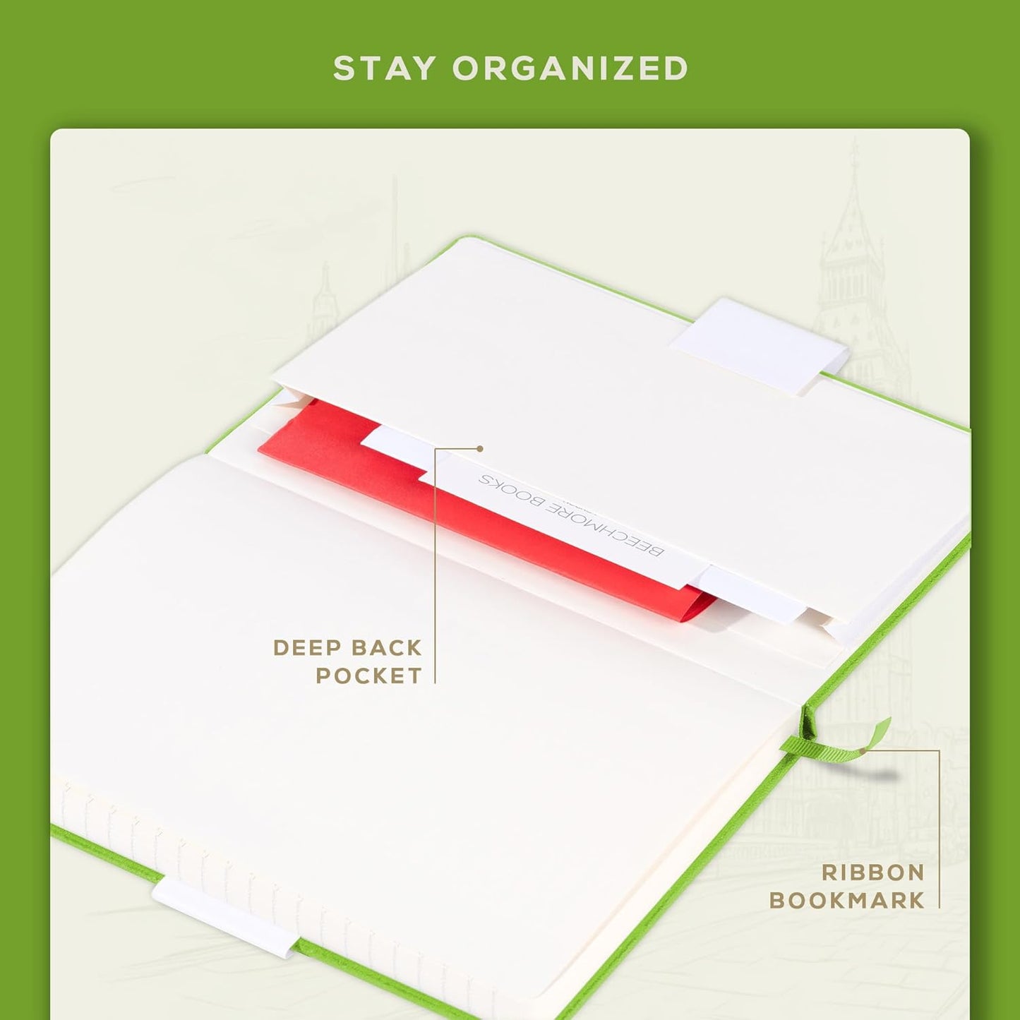 BEECHMORE BOOKS Large Lined Journal Notebook, 8.5" x 11.5" (A4) Hardcover Vegan Leather Executive Diary for Work, Thick 120gsm Paper, Lay-Flat Binding, Gift Box