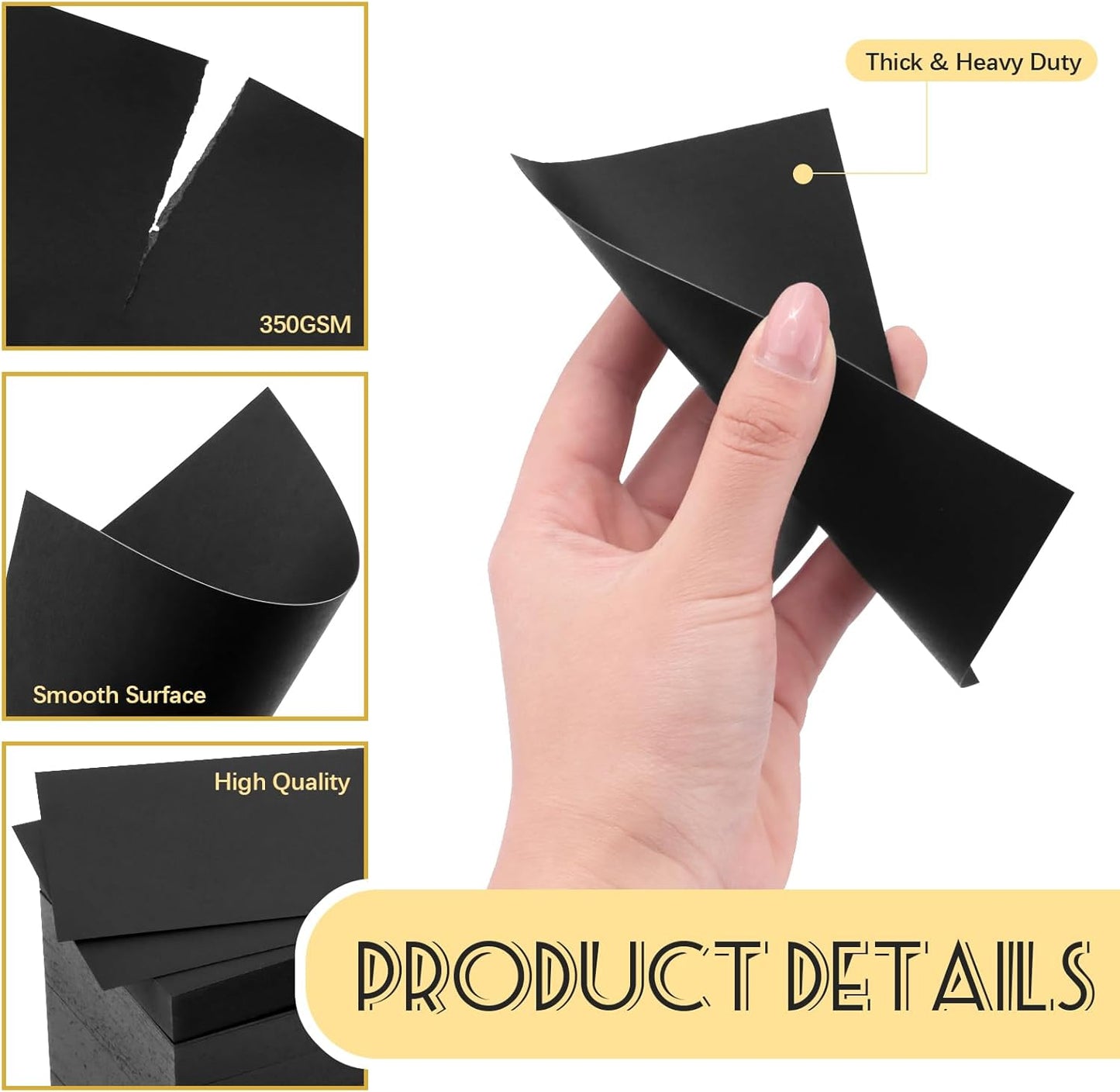 Bercoor 200 Pieces Blank 3 x 5 Inch Index Cards, Heavy Note Cards Study Cards for Office, School Learning, Black