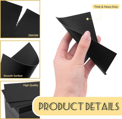 Bercoor 200 Pieces Blank 3 x 5 Inch Index Cards, Heavy Note Cards Study Cards for Office, School Learning, Black
