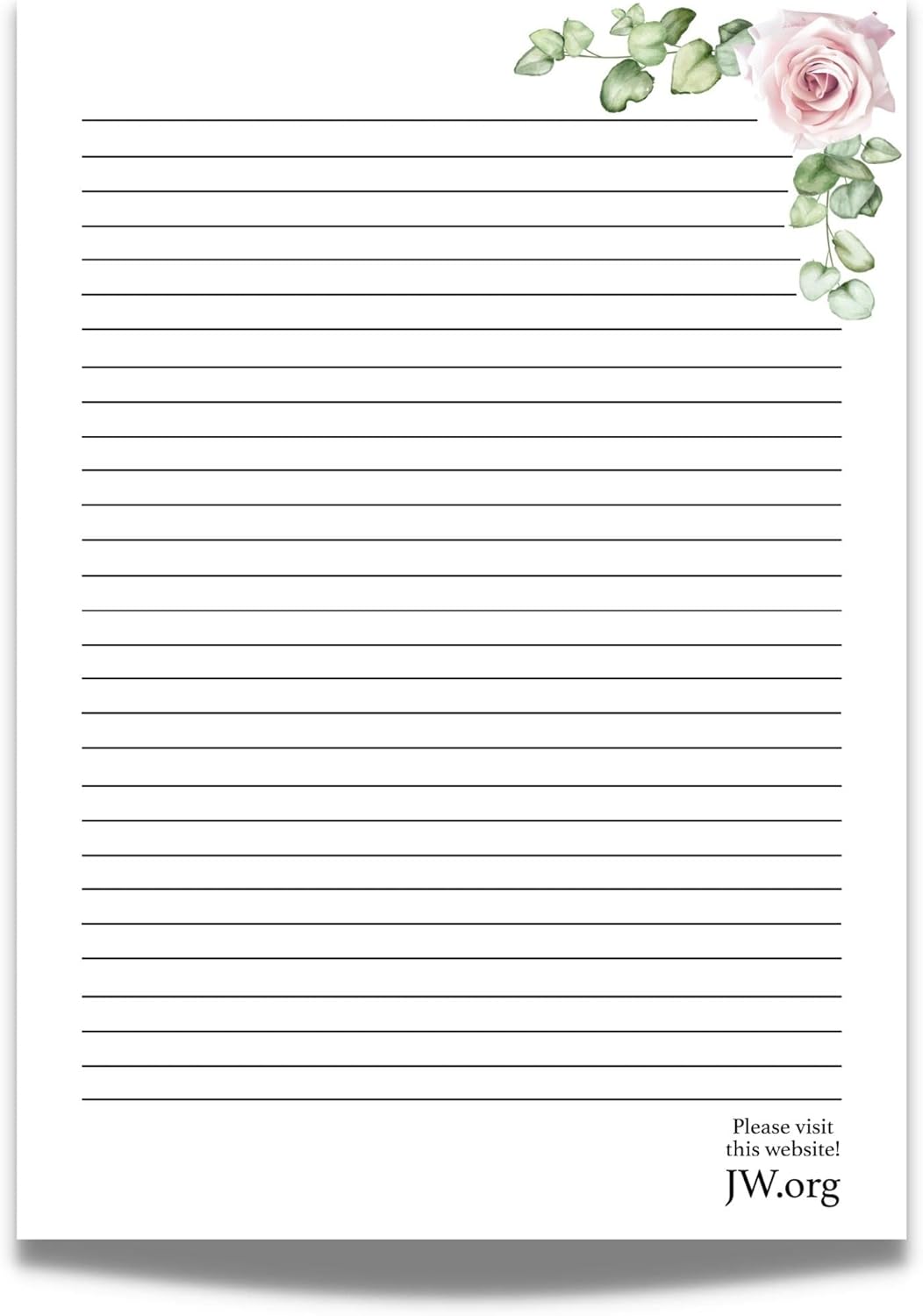JW Letter Writing A4 Pad Stationery Paper Lined Gift Notepad Writing Sheets (Pink Rose)