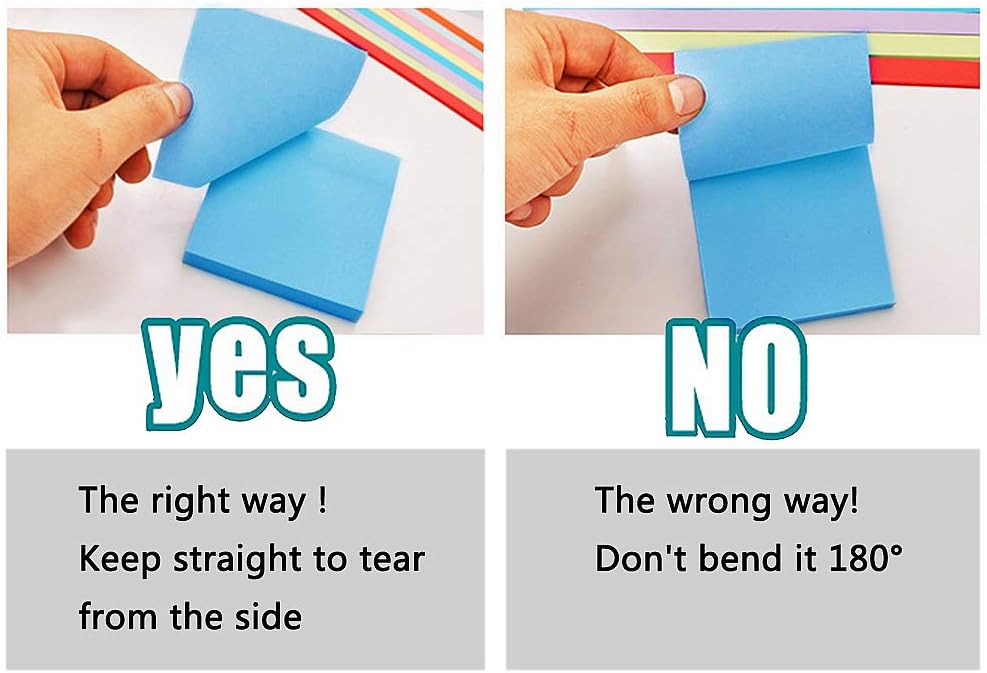 Sticky Notes 8x6, 6 Color Bright Colorful Sticky Pad, 6 Pads/Pack, 45 Sheets/Pad, Self-Sticky Note Pads