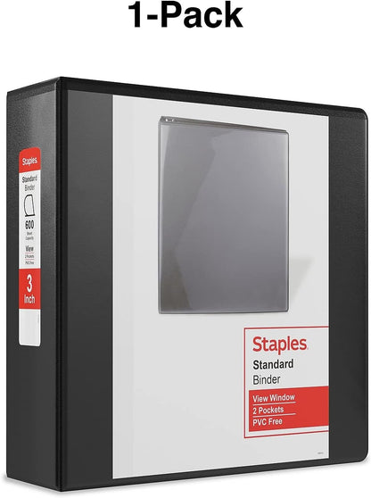 Staples Standard 2-Inch 3-Ring View Binder, Holds Up to 450 Sheets, Orange, Durable Binder for Office & School