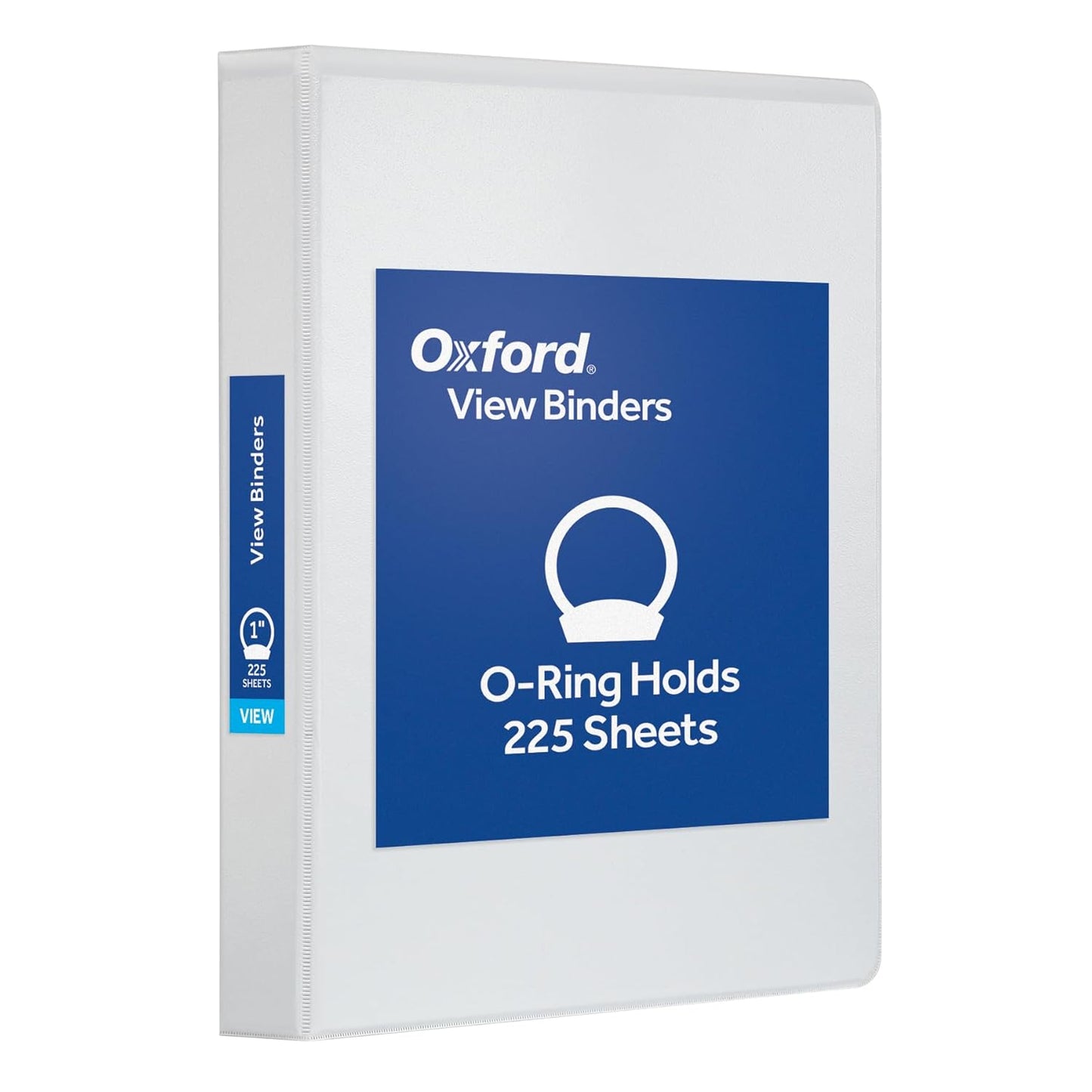 Oxford Ring Binders, 1.5" Round Ring Binders, View Binder, Covers on 3 Sides, XtraLife Hinge, Non-Stick, PVC-Free, White, 350 Sheet Capacity (1002547)