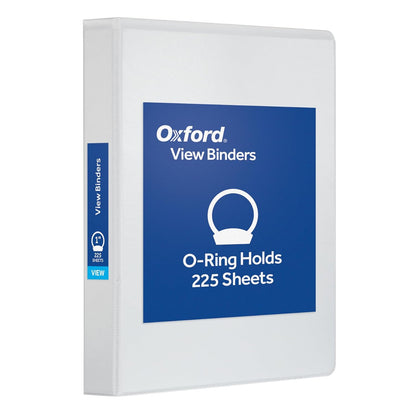 Oxford Ring Binders, 1.5" Round Ring Binders, View Binder, Covers on 3 Sides, XtraLife Hinge, Non-Stick, PVC-Free, White, 350 Sheet Capacity (1002547)