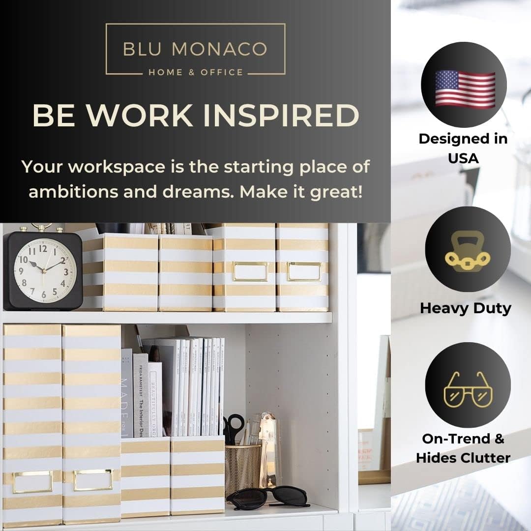 BLU MONACO | Cardboard Magazine File Holder Set of 4 | Vertical Magazine File Holder for Desk and Shelves | Standing File Holder for Classroom School Paper Storage