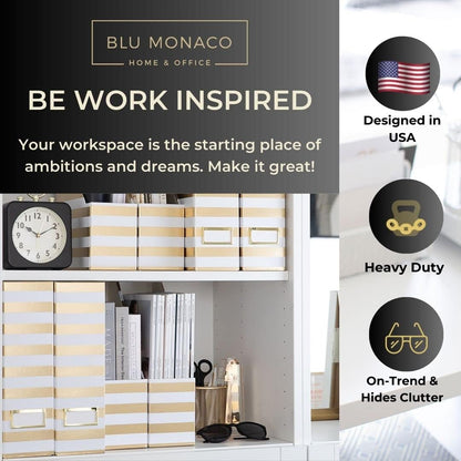 BLU MONACO | Cardboard Magazine File Holder Set of 4 | Vertical Magazine File Holder for Desk and Shelves | Standing File Holder for Classroom School Paper Storage